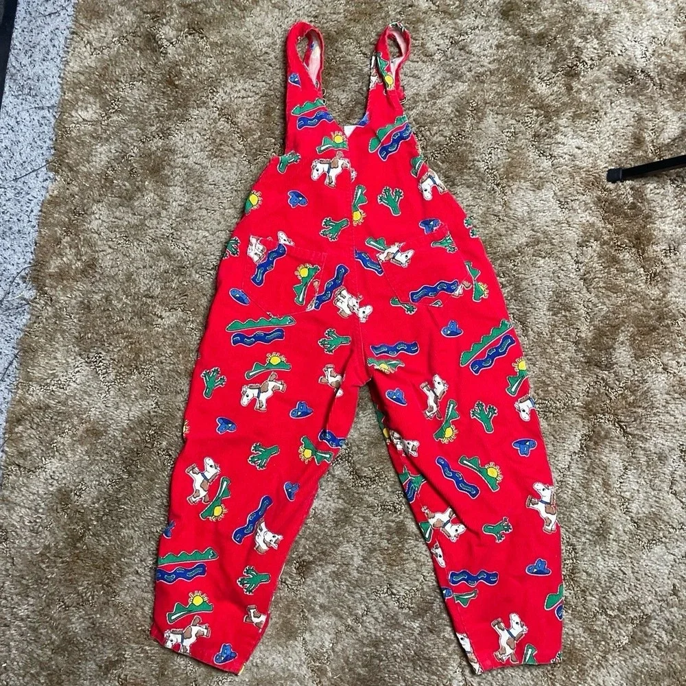Vintage Carter's‎ Vintage Size 4 Year Old Corduroy Red Zoo Overalls